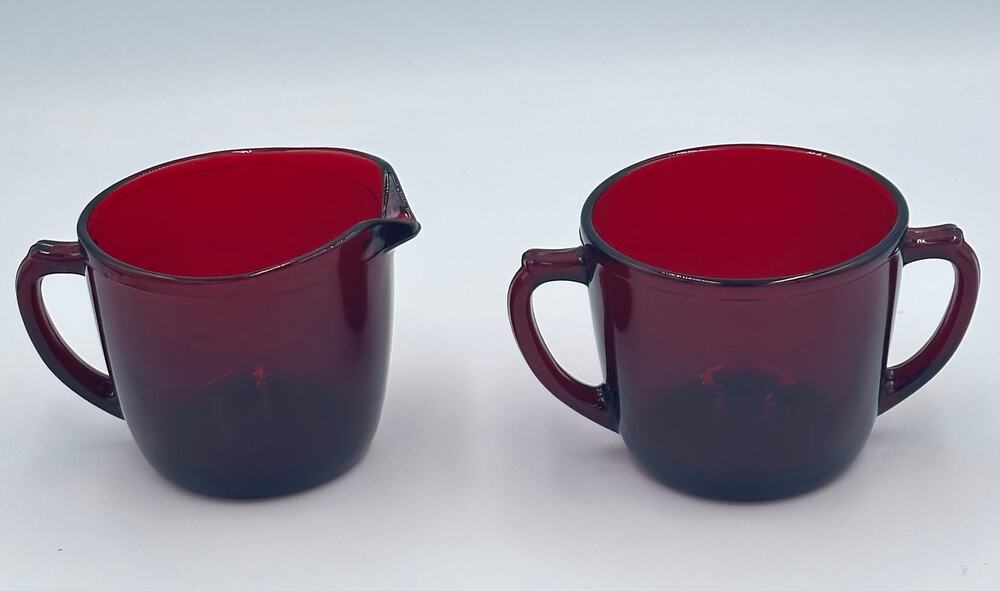 1930's Royal Ruby by ANCHOR HOCKING Creamer & Sugar Bowl Set